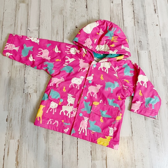 Coats | Hatley Girls Pink Farm Animals 